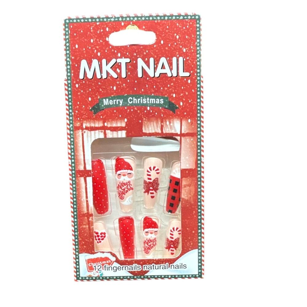 Press On Nail Kit Red Santa